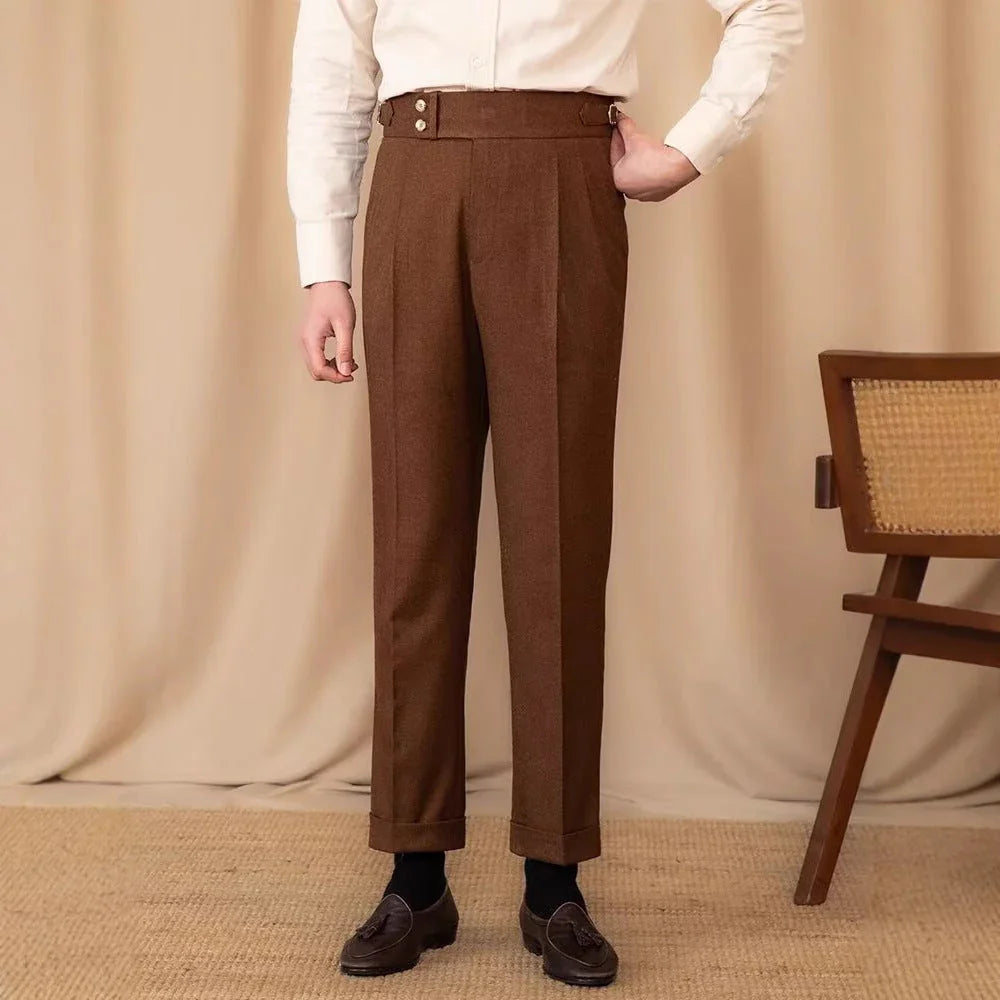 Casual Straight Slim Fit Buckle Suit Pants - VAleG