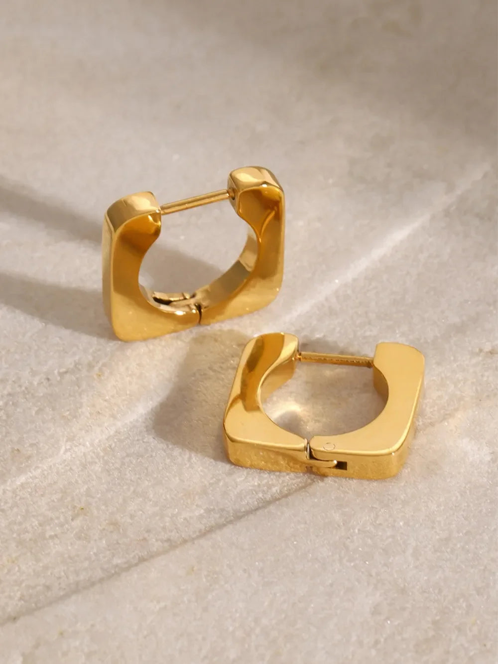 18K Gold-Plated Stainless Steel Square Earrings - VAleG