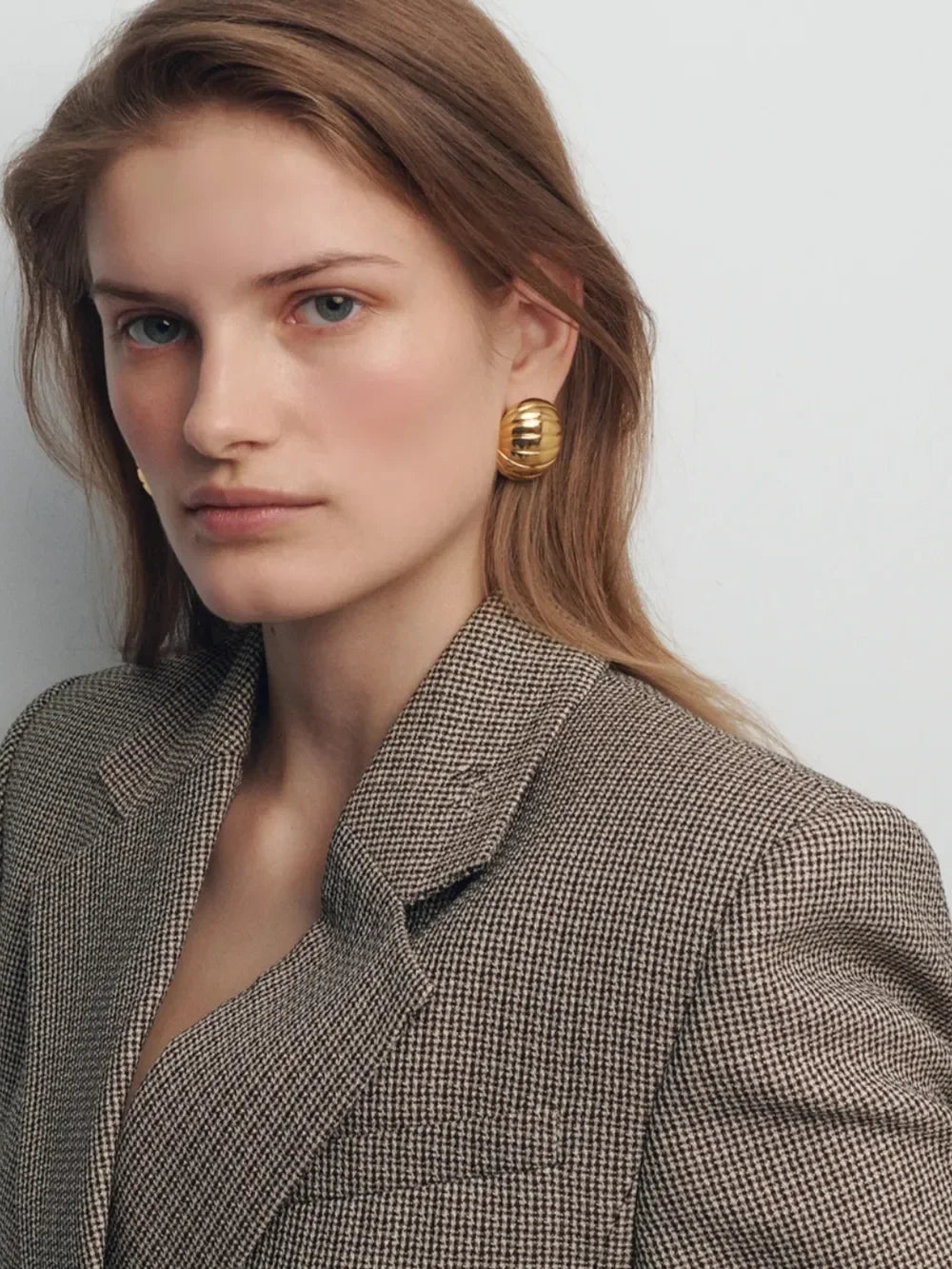 18K Gold-Plated Stainless Steel Ribbed Earrings - VAleG