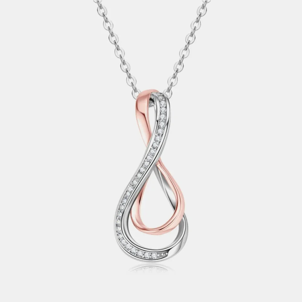 925 Sterling Silver Inlaid Moissanite Infinity Pendant Necklace - VAleG
