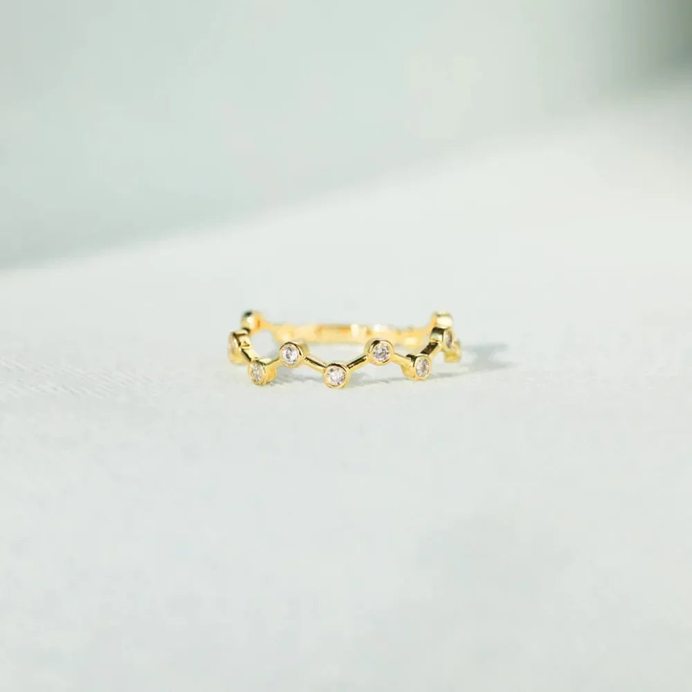 18K Gold-Plated 925 Sterling Silver Zircon Ring - VAleG