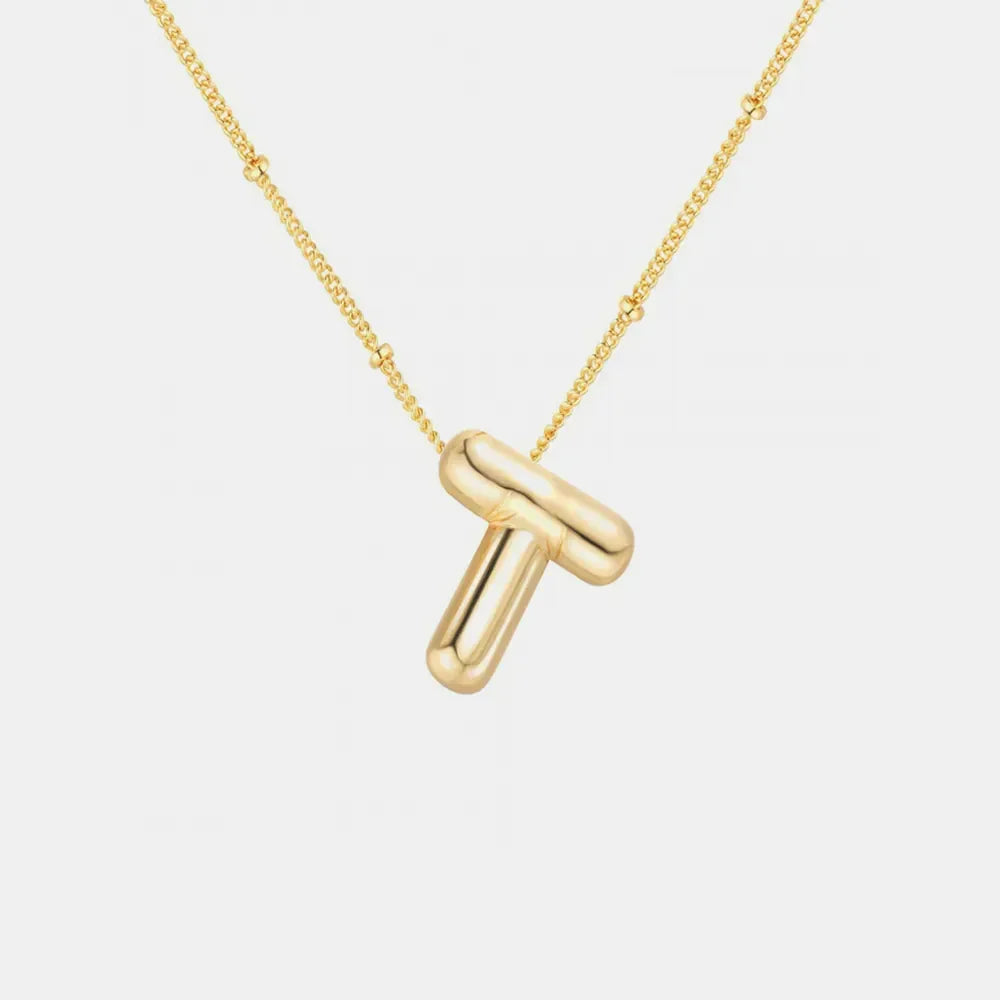 Gold-Plated Bubble Initial Necklace - VAleG
