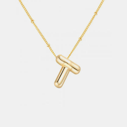 Gold-Plated Bubble Initial Necklace - VAleG