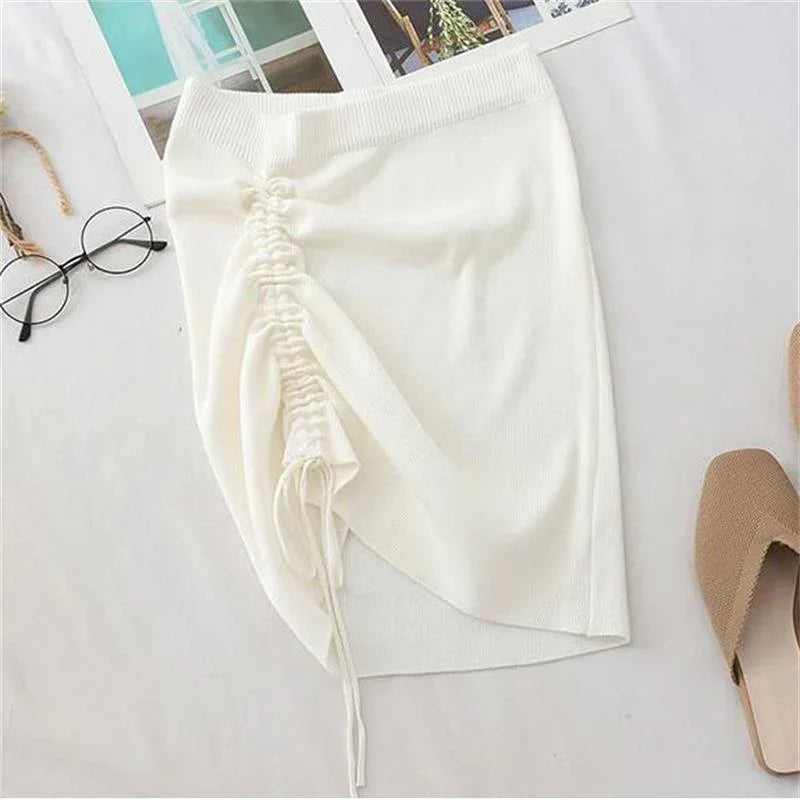 Hot Girl Hip Skirt Design High Waist With Straps Stretch Knitted Women's Skirt - VAleG
