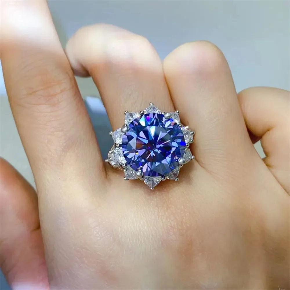 10 Carat Moissanite 925 Sterling Silver Ring - VAleG