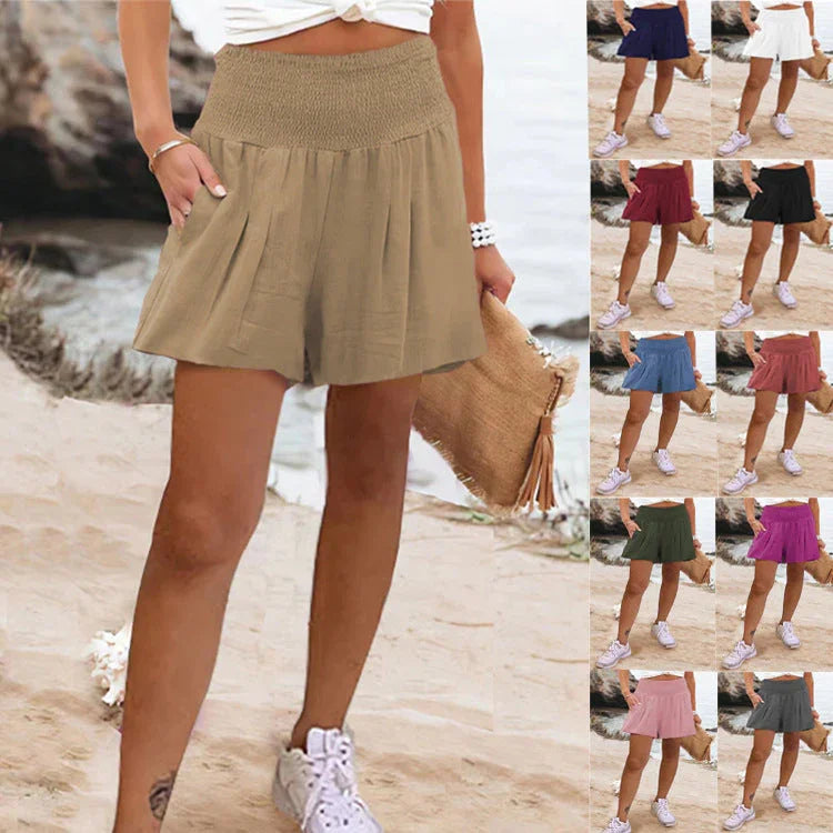 European And American Solid Color High Waisted Shorts Casual Pants - VAleG