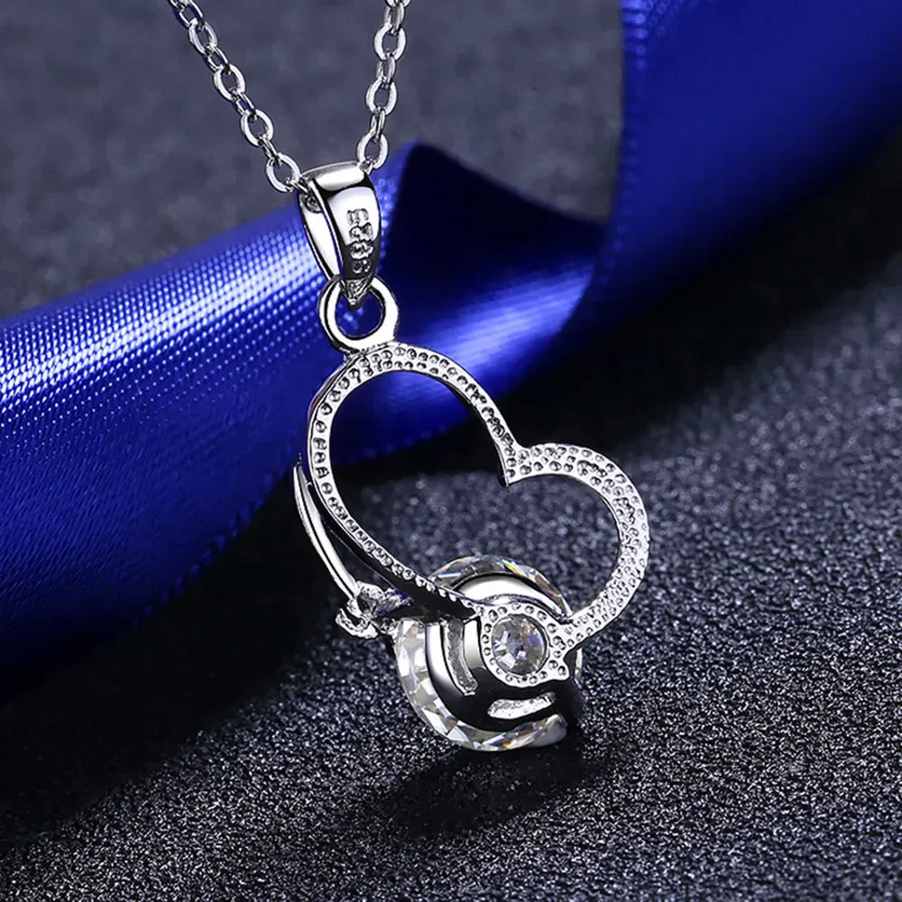 2 Carat Moissanite Heart 925 Sterling Silver Necklace - VAleG