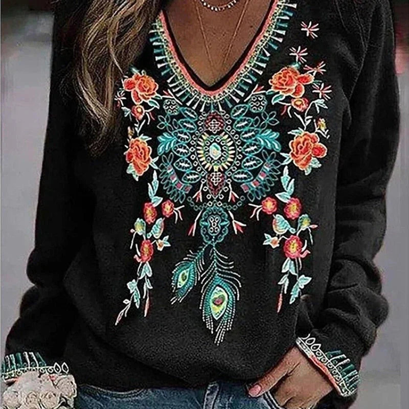 Lapel Ethnic Style Spring And Autumn Long Sleeve Bottoming Shirt - VAleG