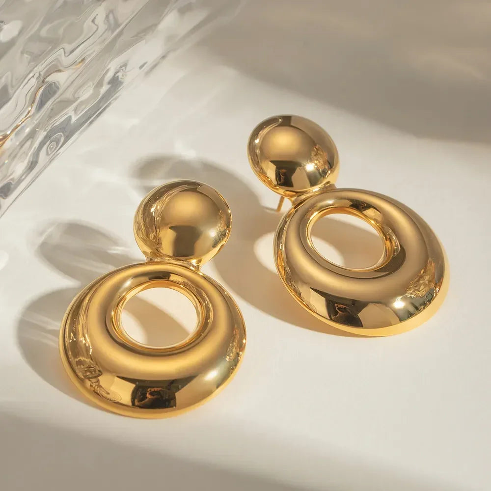 18K Gold-Plated Cutout Earrings - VAleG