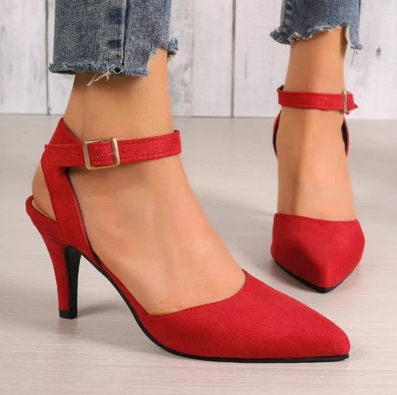 Pointed-toe Square Buckle Shoes High Heels Fashion - VAleG