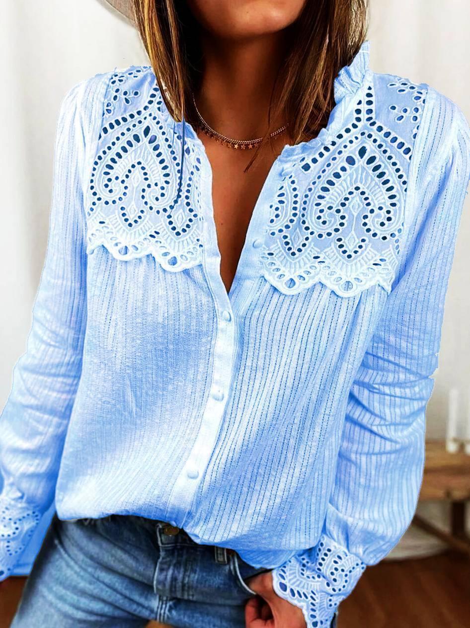Autumn New Women's Lace Stitching Shirt Women - VAleG