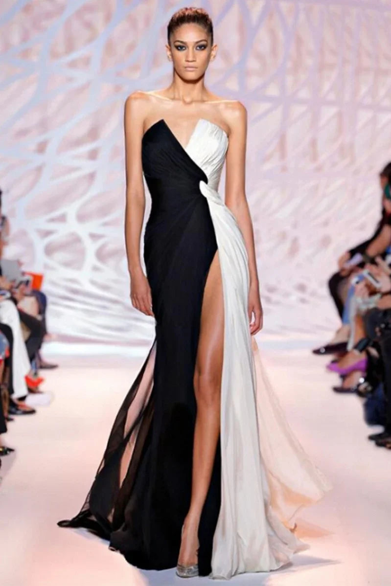 Evening Dress Female Banquet Black Annual Meeting Long Sexy Split Dress Temperament Host Summer - VAleG