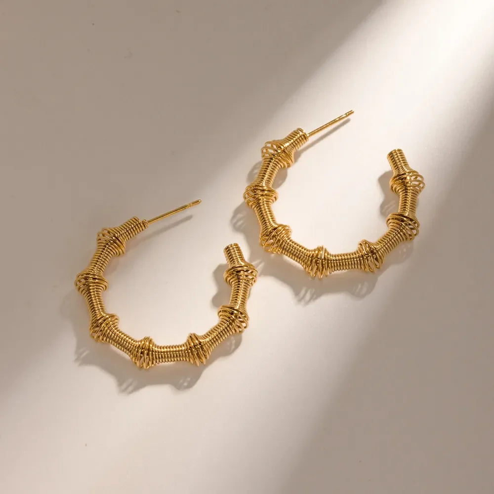 18K Gold-Plated Stainless Steel C-Hoop Earrings - VAleG