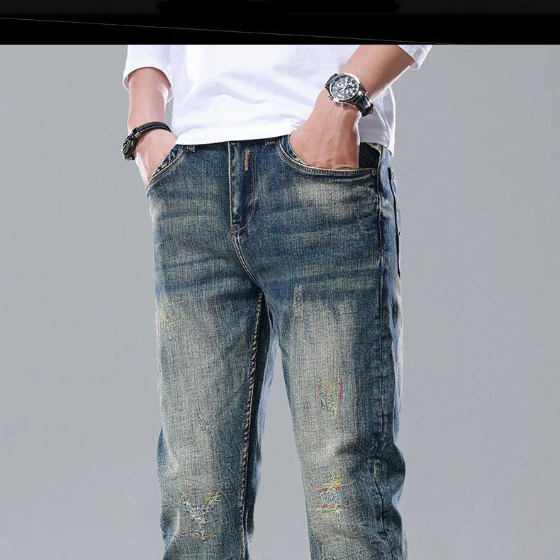 Men's Straight Slim Cotton Vintage Jeans - VAleG