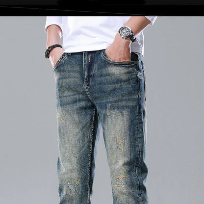Men's Straight Slim Cotton Vintage Jeans - VAleG