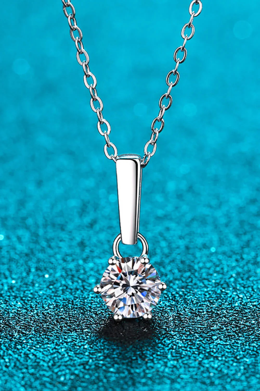 1 Carat Moissanite 925 Sterling Silver Chain-Link Necklace - VAleG