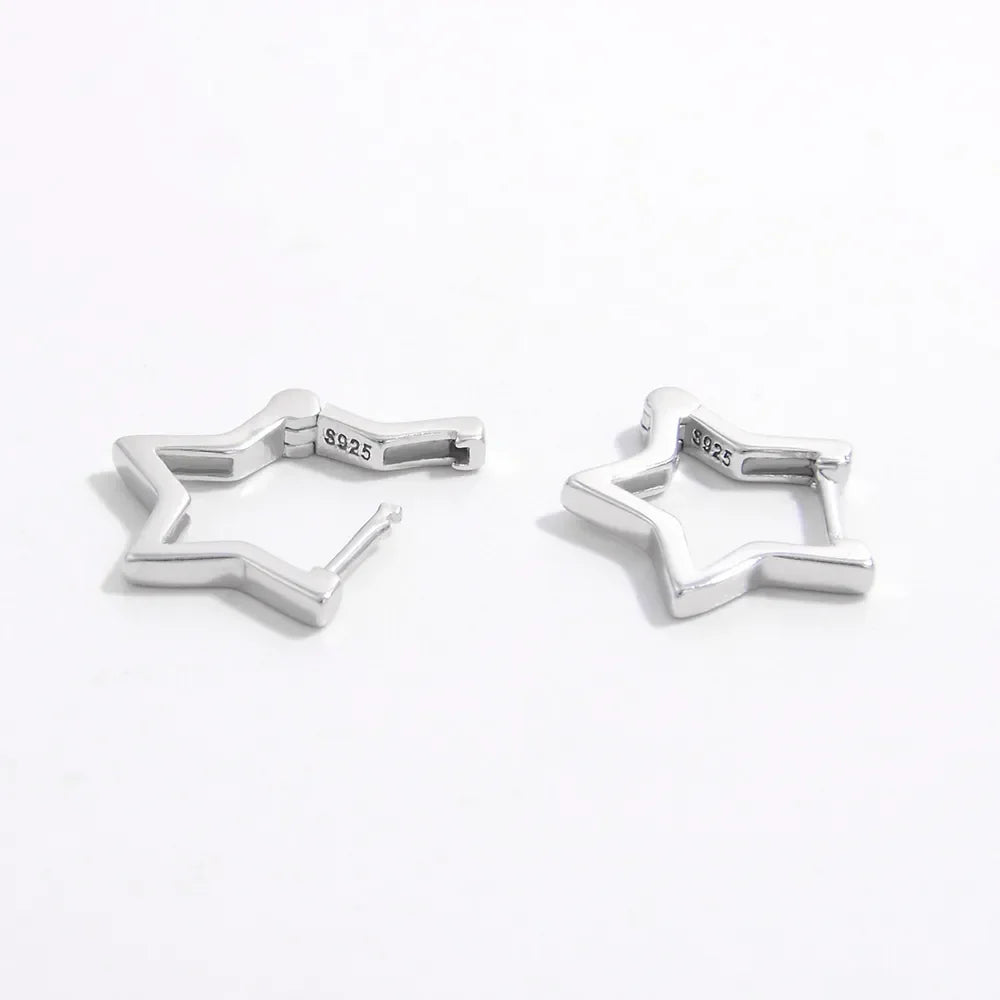 925 Sterling Silver Star Earrings - VAleG