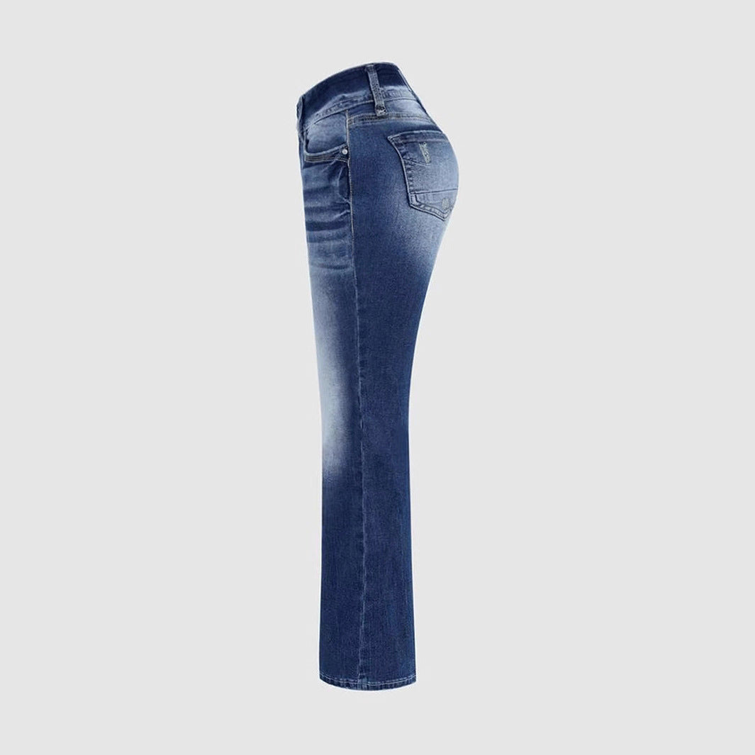 Jeans lavati elasticizzati a vita media da donna Simple Slim Fit