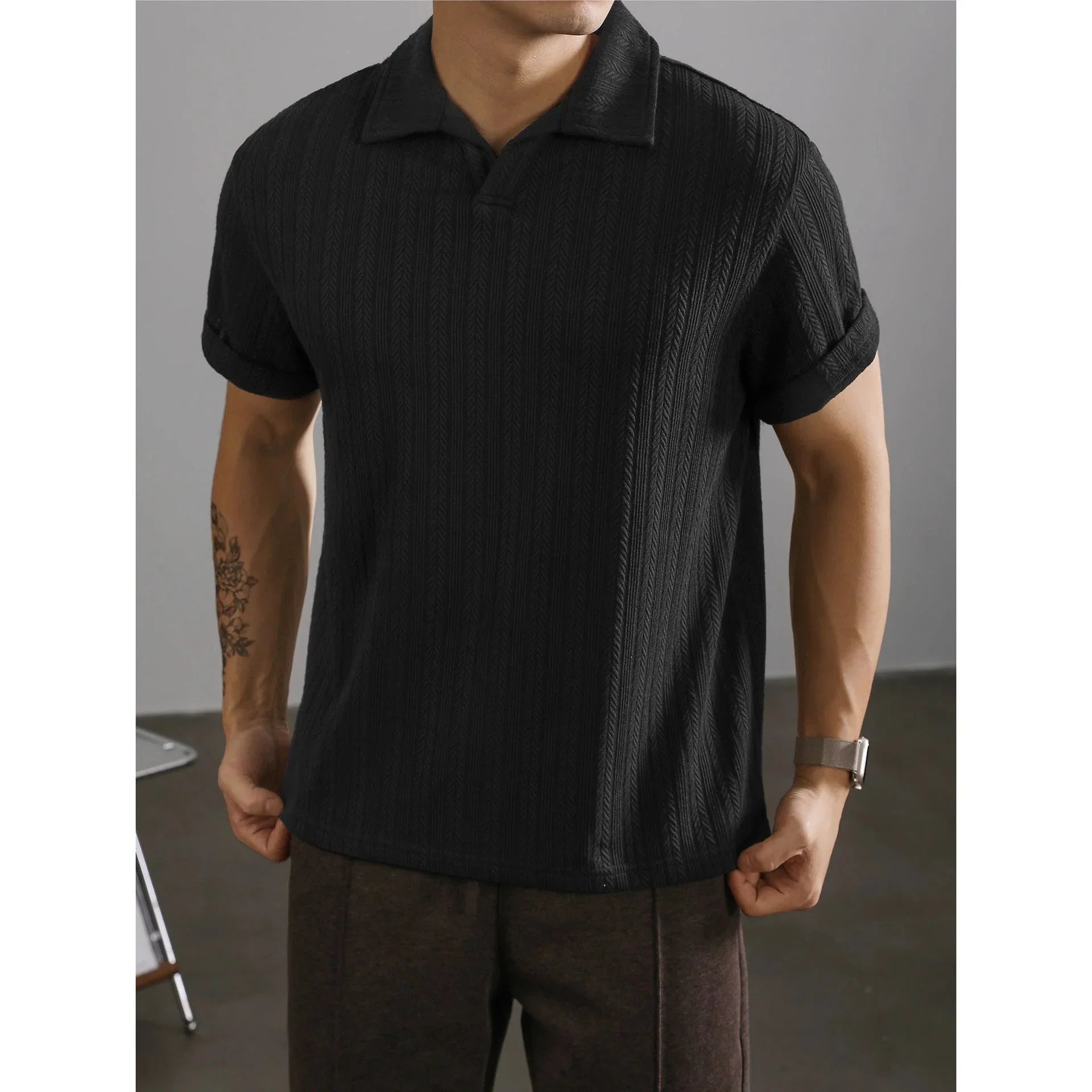 Wheat Woven Texture Summer Breathable Slim Fit Business - VAleG