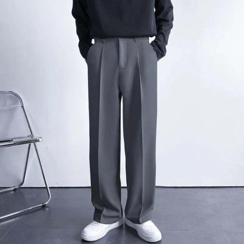 Loose Korean Style Casual White Wide Leg Trousers - VAleG