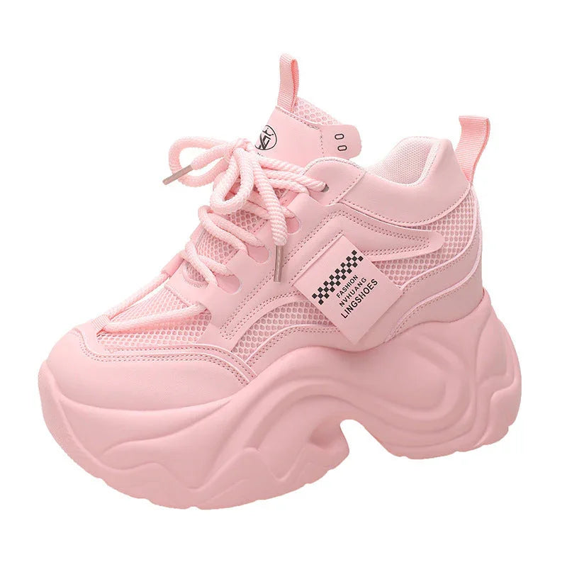 Platform Lace-up Fashion Solid Color Simple Casual Shoes - VAleG