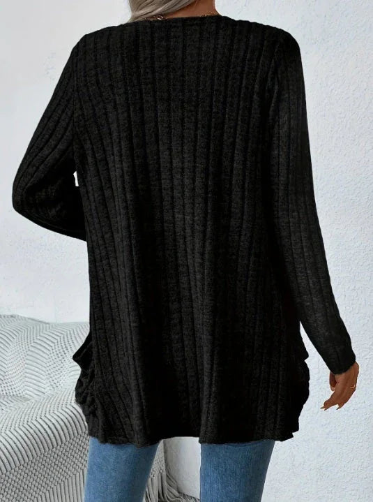 Solid Color Open-Front Cardigan - VAleG