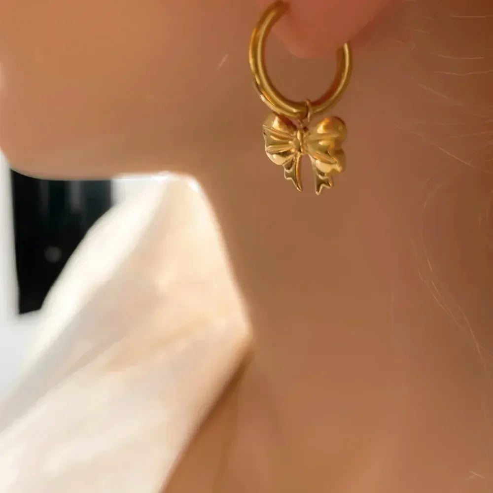 18K Gold-Plated Bow Earrings - VAleG