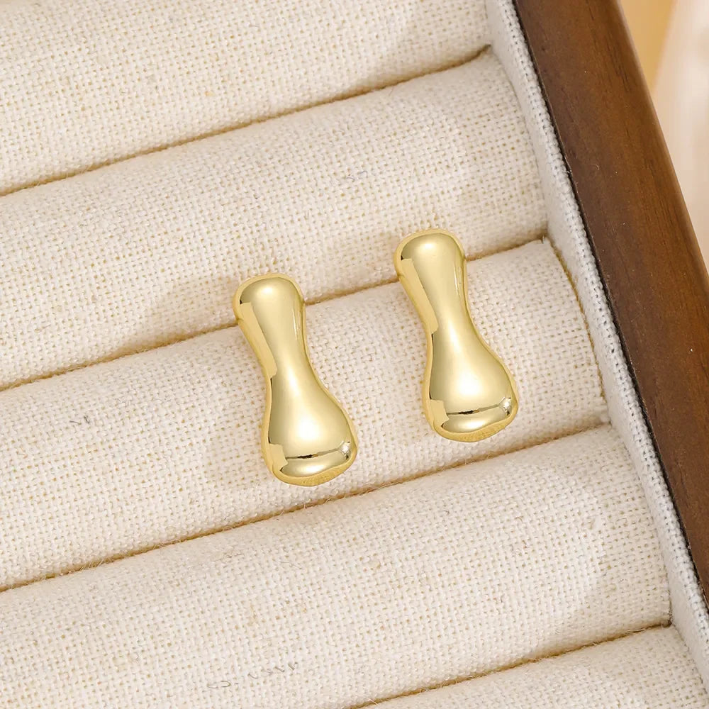 18K Gold-Plated Bubble Letter Stud Earrings - VAleG