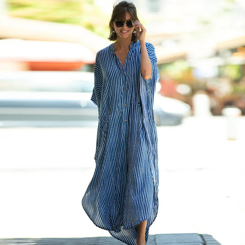 Striped Robe Sun Protection Clothing Beach - VAleG