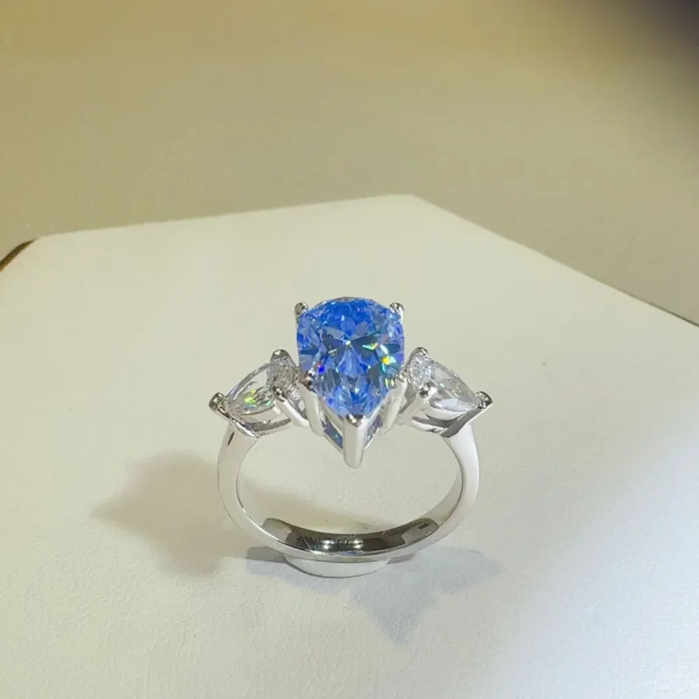 2 Carat 925 Sterling Silver Moissanite Teardrop Shape Ring - VAleG