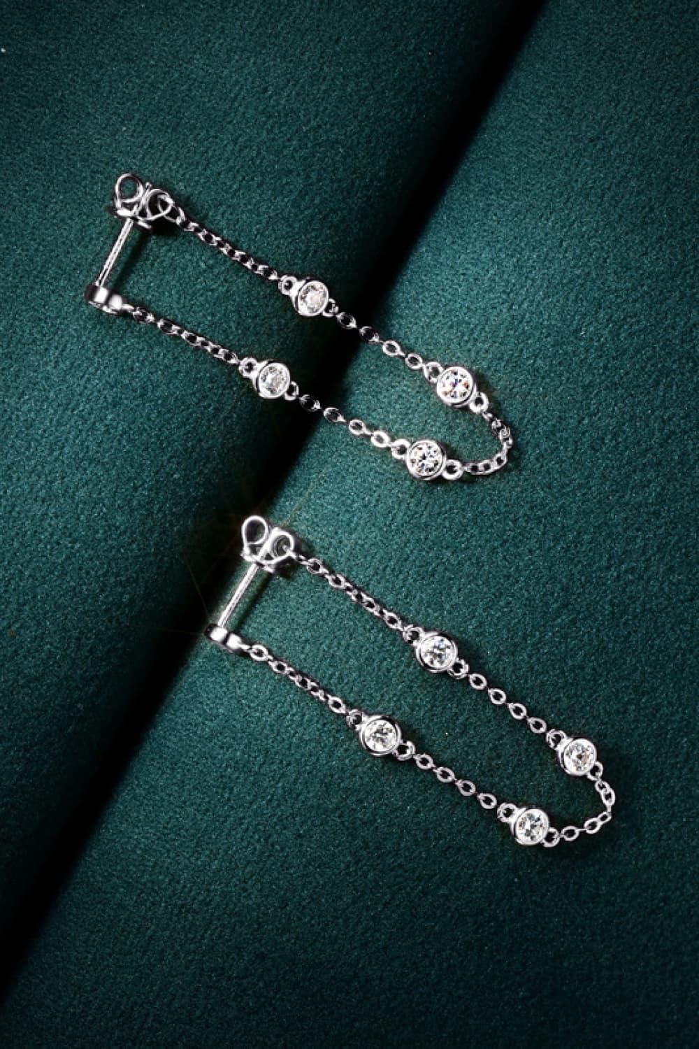 1 Carat Moissanite 925 Sterling Silver Chain Earrings - VAleG