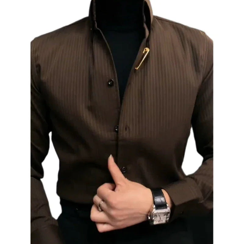 Simple Embossed Wool Lining Casual Shirt - VAleG