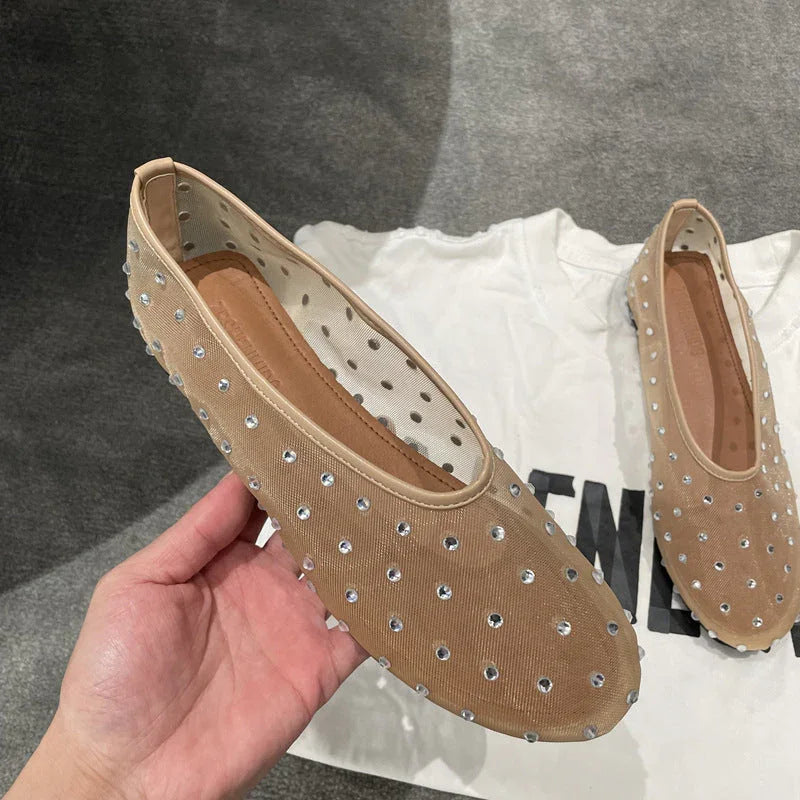Fashionable Round Toe Rhinestone Mary Jane Shoes Women - VAleG