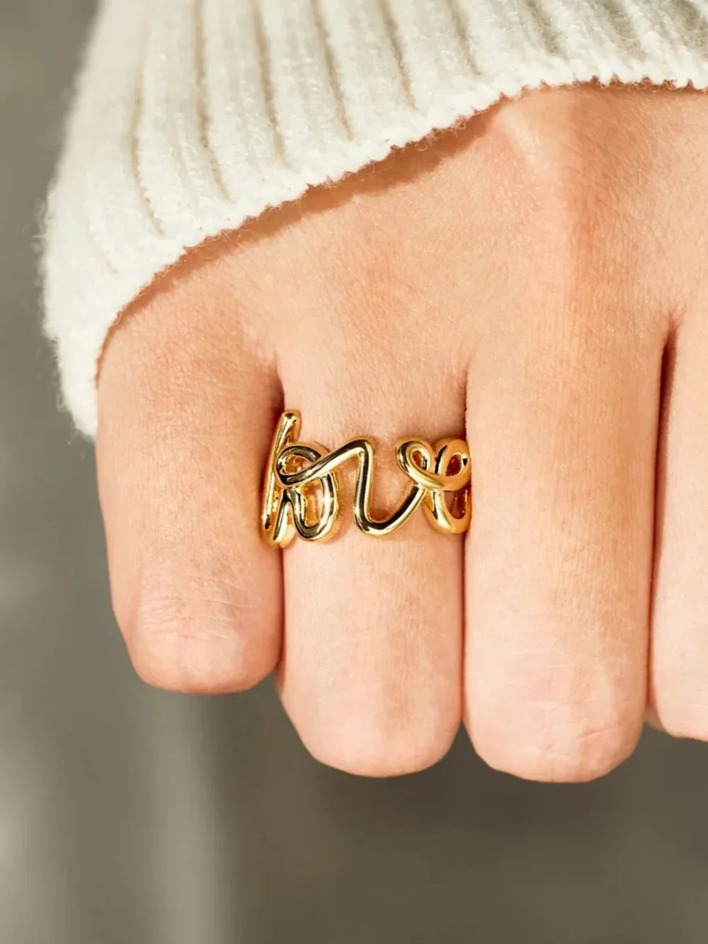 LOVE 18K Gold-Plated 925 Sterling Silver Ring - VAleG
