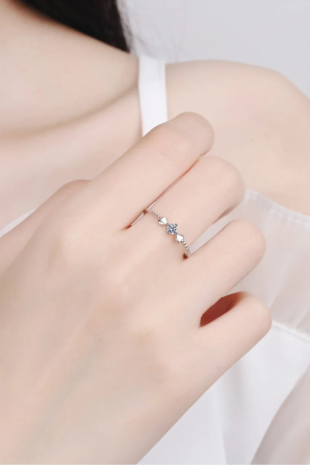 Adored Moissanite Heart 925 Sterling Silver Ring - VAleG
