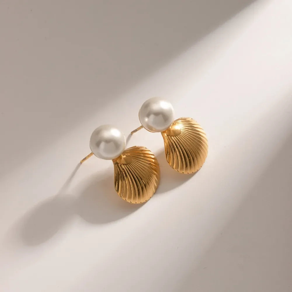 18K Gold-Plated Stainless Steel Shell Shape Earrings - VAleG