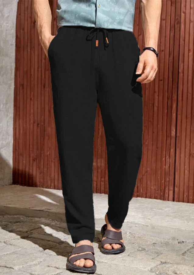 Men's Casual Cotton And Linen Drawstring Trousers Breathable Casual Versatile - VAleG
