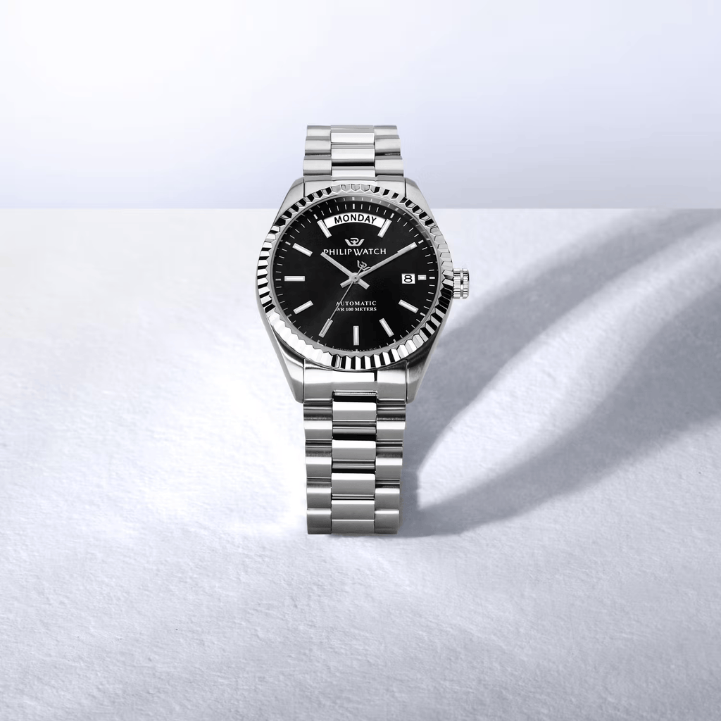 Philip Watch Caribe R8223597108 – Automatico Swiss Made Day-Date Nero 39mm Uomo