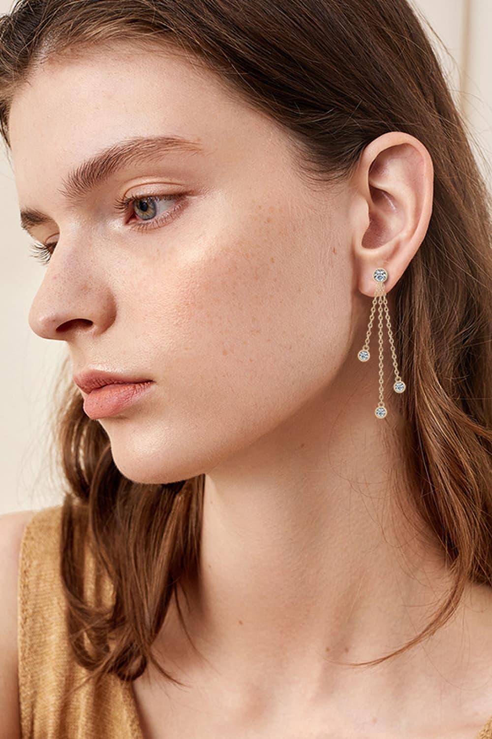 1.2 Carat Moissanite Layered Chain Earrings - VAleG