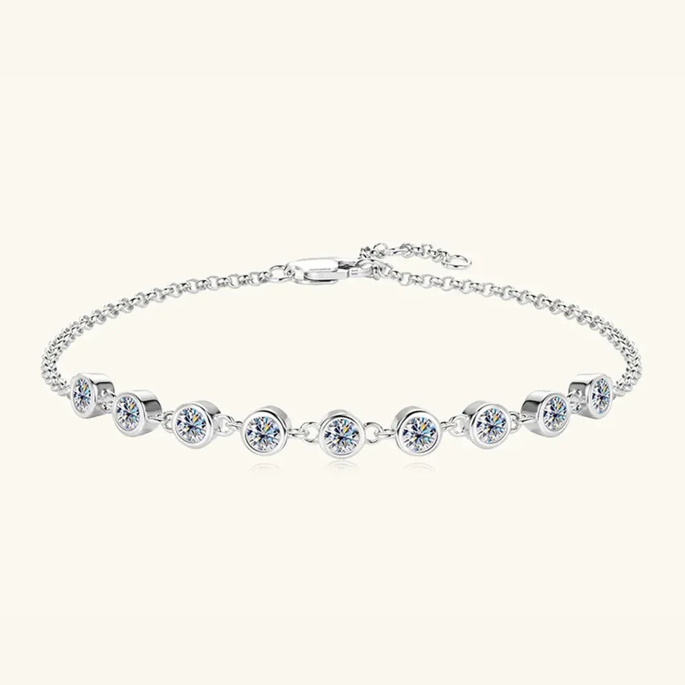 Inlaid Moissanite 925 Sterling Silver Bracelet - VAleG