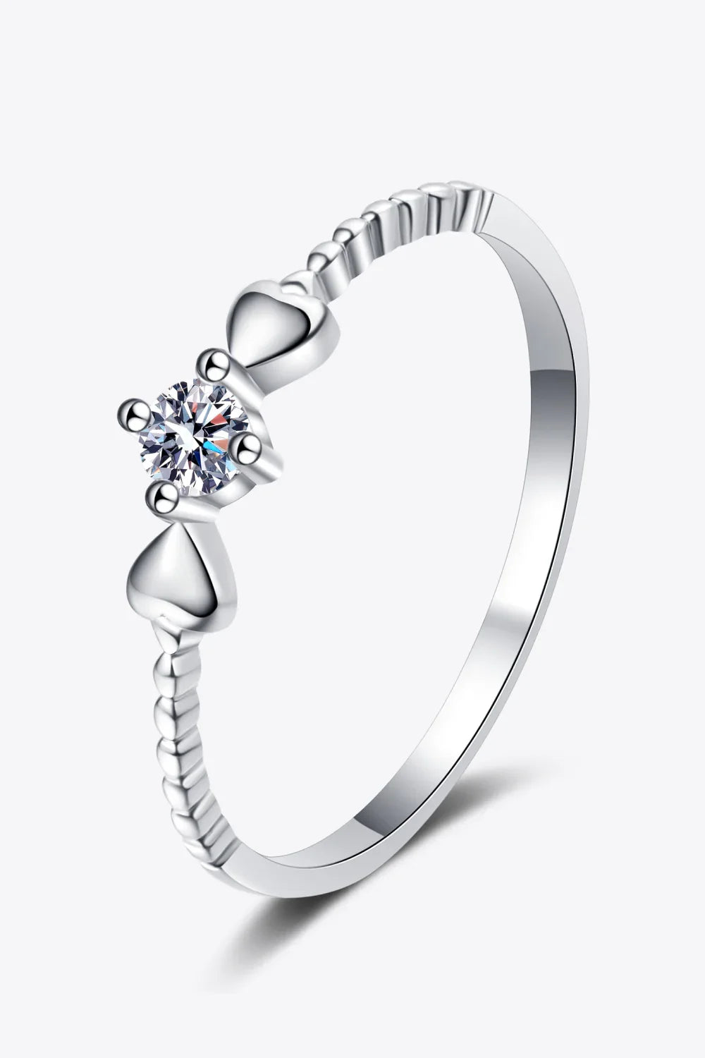 Adored Moissanite Heart 925 Sterling Silver Ring - VAleG