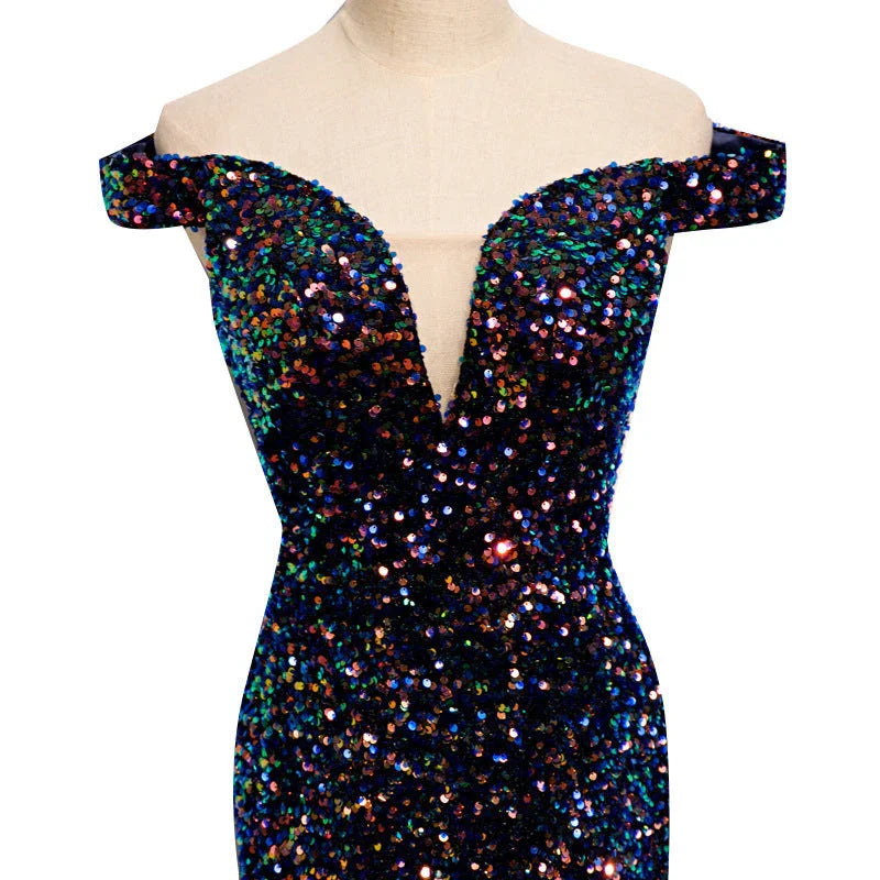 Banquet Long Temperament Fishtail Sequins Dignified Atmosphere Trailing Skirt - VAleG