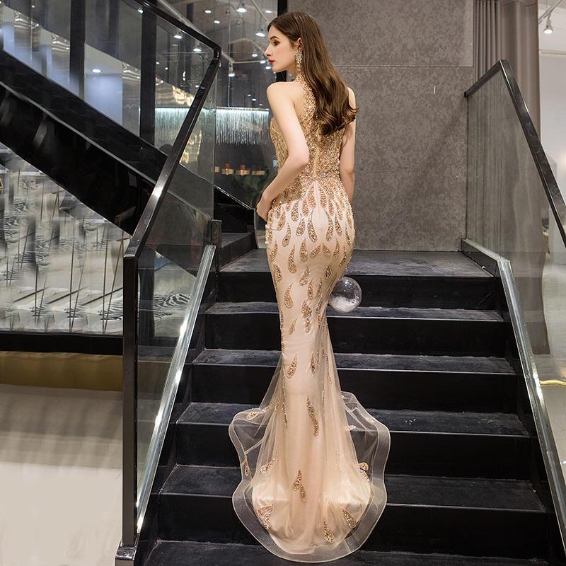 Temperament Fishtail Long Neck Thin Dress - VAleG