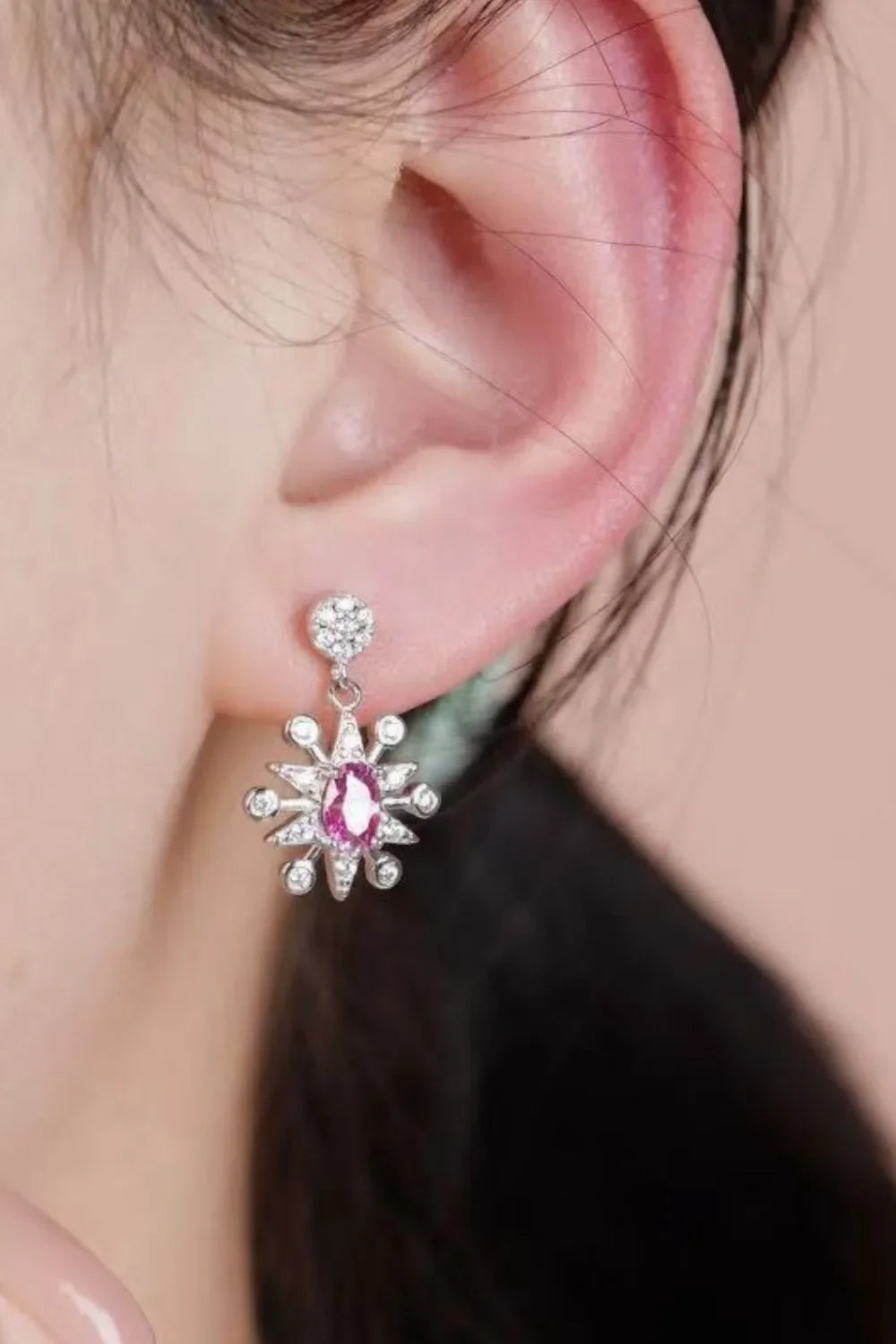 1 Carat Moissanite 925 Sterling Silver Moon & Star Earrings - VAleG