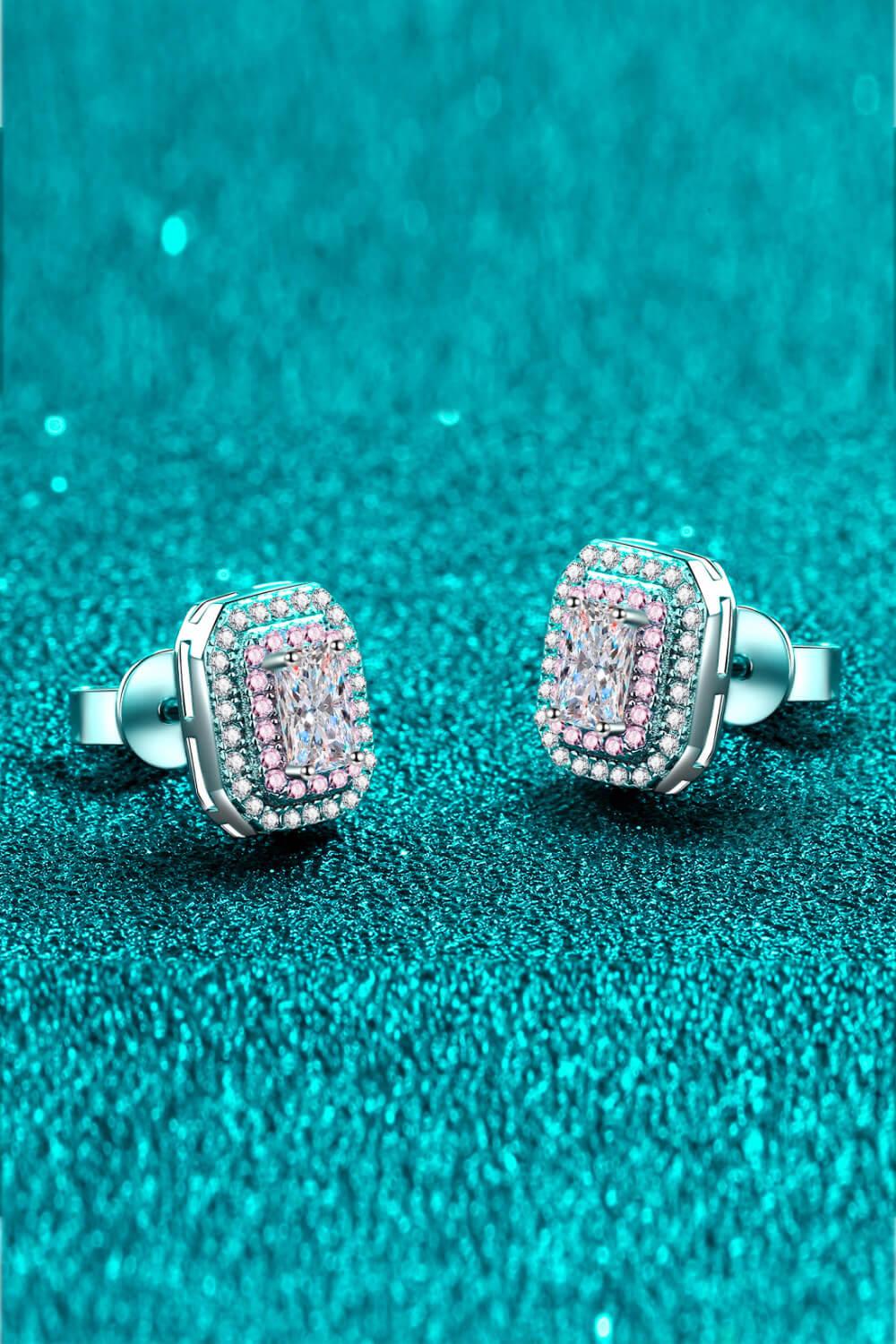 1 Carat Moissanite and Zircon Contrast Geometric Stud Earrings - VAleG