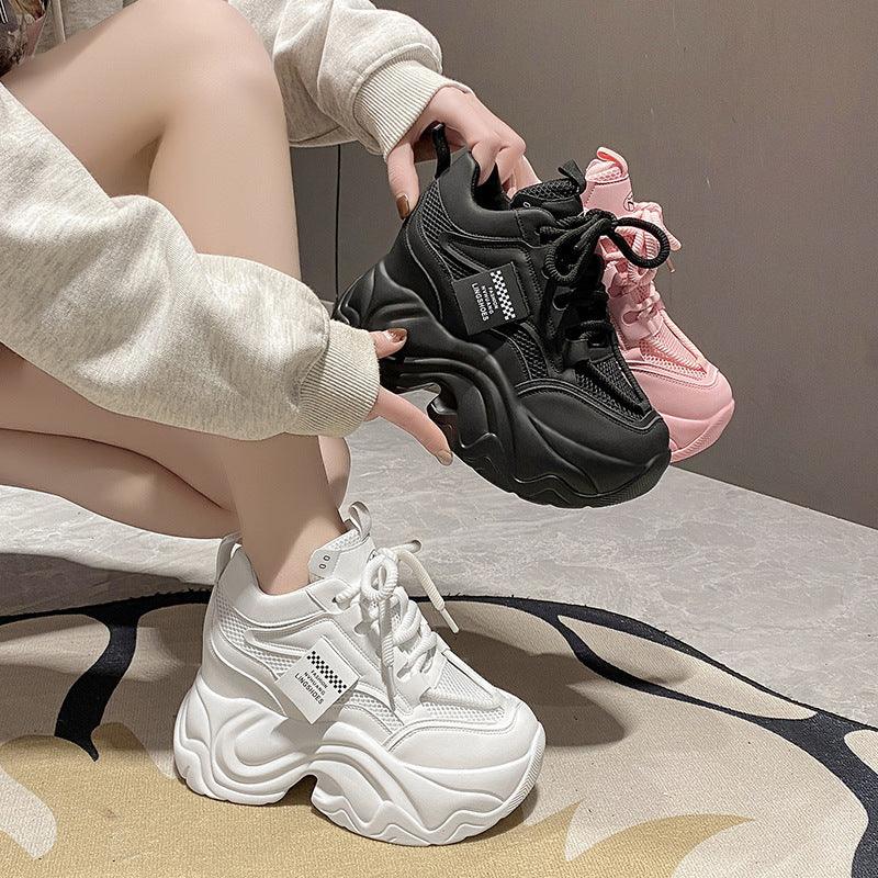 Platform Lace-up Fashion Solid Color Simple Casual Shoes - VAleG