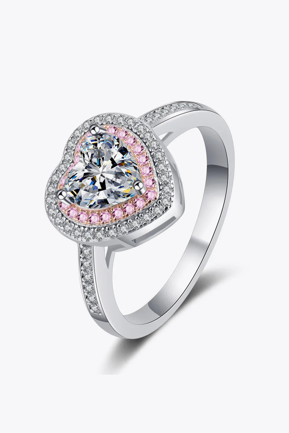 1 Carat Moissanite Heart 925 Sterling Silver Ring - VAleG
