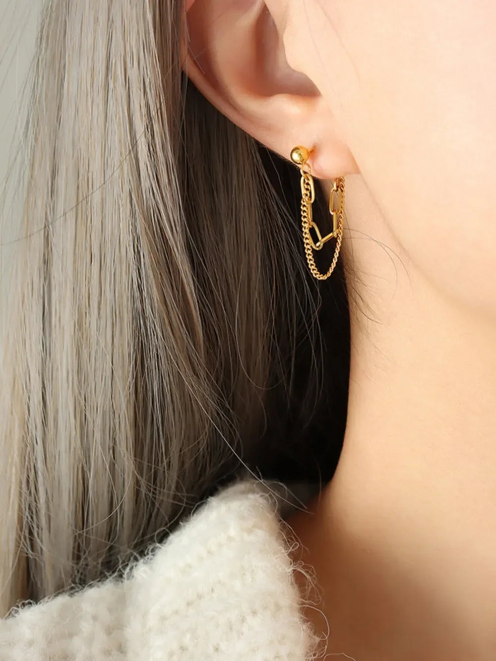 Titanium Steel Double Chain Earrings - VAleG