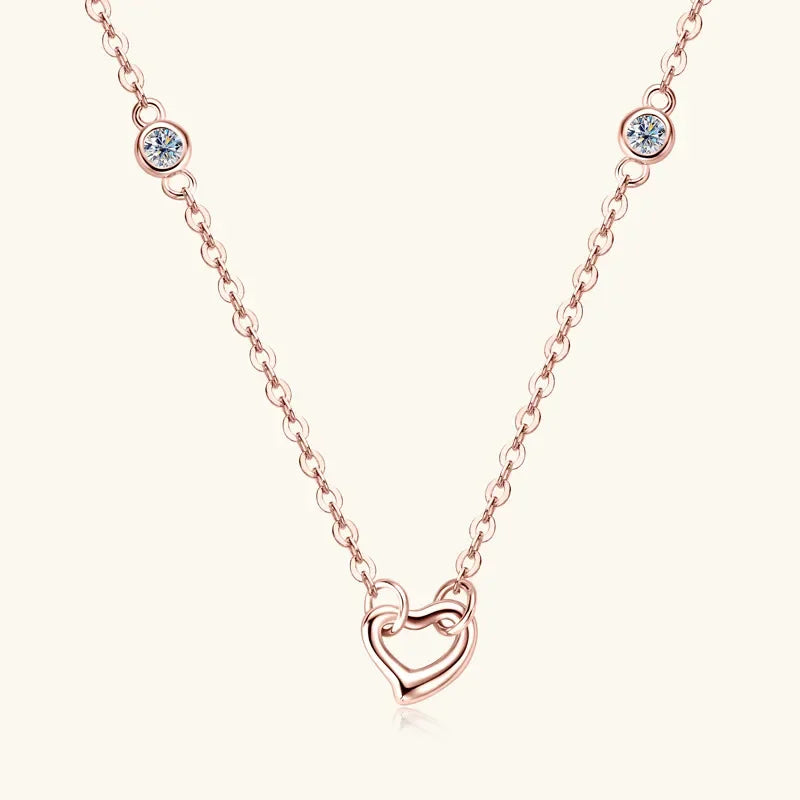 Moissanite 925 Sterling Silver Heart Necklace - VAleG