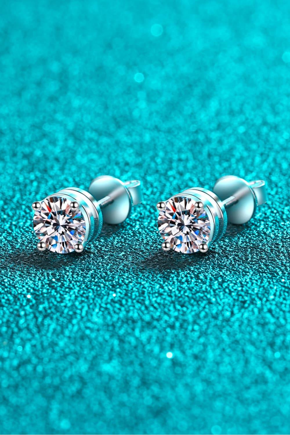 2 Carat Moissanite Rhodium-Plated Stud Earrings - VAleG